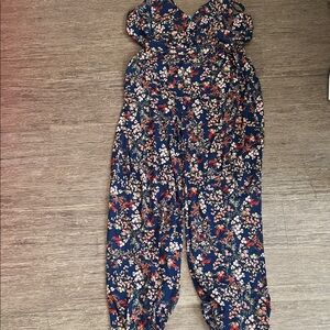 Kaileigh Floral Jumpsuit - Navy and Red